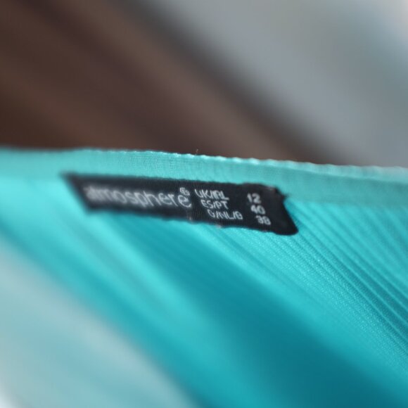 Atmosphere aqua color pleated one shoulder top size M - Picture 10 of 10